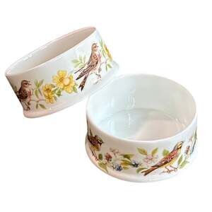 Vintage Set of Two Bone China Made in Britain Mini Ramekins Bird Design- 2.25x1"